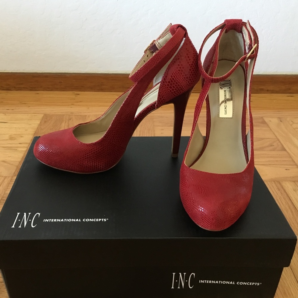 INC Lucy red ankle strap heels (Size 6)